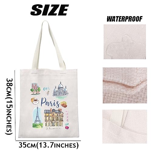 MEIKIUP Paris Vacation Gift Paris Travel Tote Bag Eiffel Tower Reusable Shopping Bag France Handbag Paris Souvenir Gift (Paris TB)3