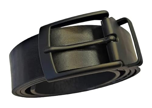 UPGRADE 3STYLE Ceinture en cuir naturel raccourcissable sans vis., Noir boucle noire 4 cm Cover