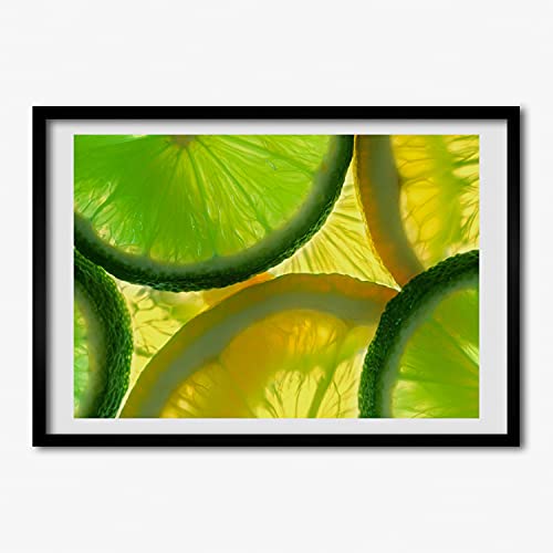 Cadre en bois 70x50 cm avec affiche de citrons pour illuminer la cuisine
