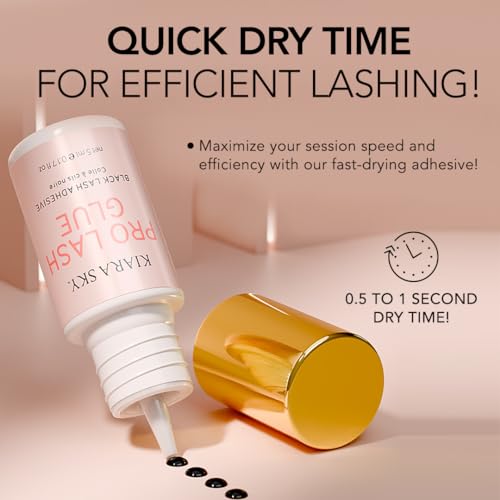 KIARA SKY Professional Lash Pro Glue | Extra Strong | 0-1s Dry Time | 8 Weeks Retention | Semi-Permanent | Maximum Hold | Black 0.17 Fl Oz