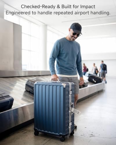Image of LUGGEX 2-Piece 28 Inch Zipperless Luggage, Charcoal Metallic | Checked Suitcase, 100% PC Hard Shell, 8010S Aluminum Frame, 8 Spinner Wheels, TSA Lock, ZX-Core