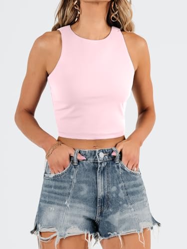 Image of EFAN Womens Sexy Sleeveless Double Lined Crop Tops Workout Cute Tight Racerback Tank Tops Summer Clothes Teen Girls 2025