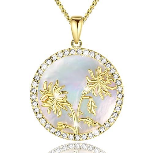AGVANA Gold Plated Sterling Silver November Birth Flower Chrysanthemum Pendant
