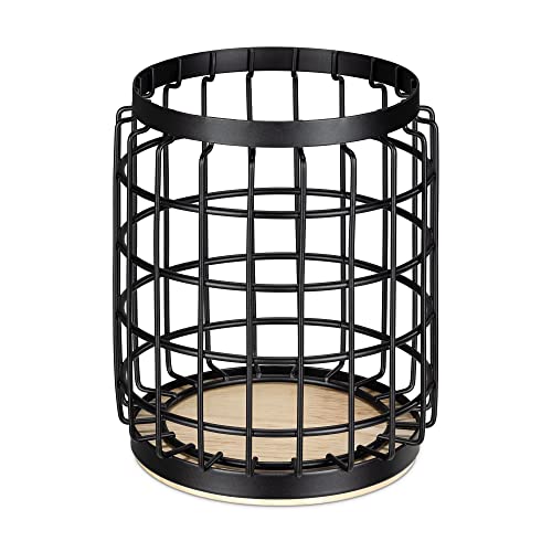 Navaris-Bote-metalico-para-Utensilios-de-Cocina-Soporte-Organizador-de-Rejilla-para-menaje-cucharas-Cubiertos-Portautensilios-de-Metal-y-Madera