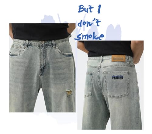 Jeans Pants Trousers Denim Vintage Distressed Style Casual Loose Straight Leg3