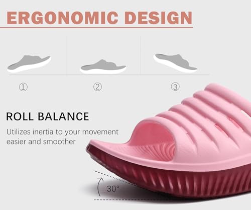 Image of KuaiLu Womens Recovery Sandals With Comfortable Plantar Fasciitis Support,Ladies Orthotic Open Toe Sport Slides Thick Cushion Reduces Stress on Feet,Joints & Back Post-Exercise