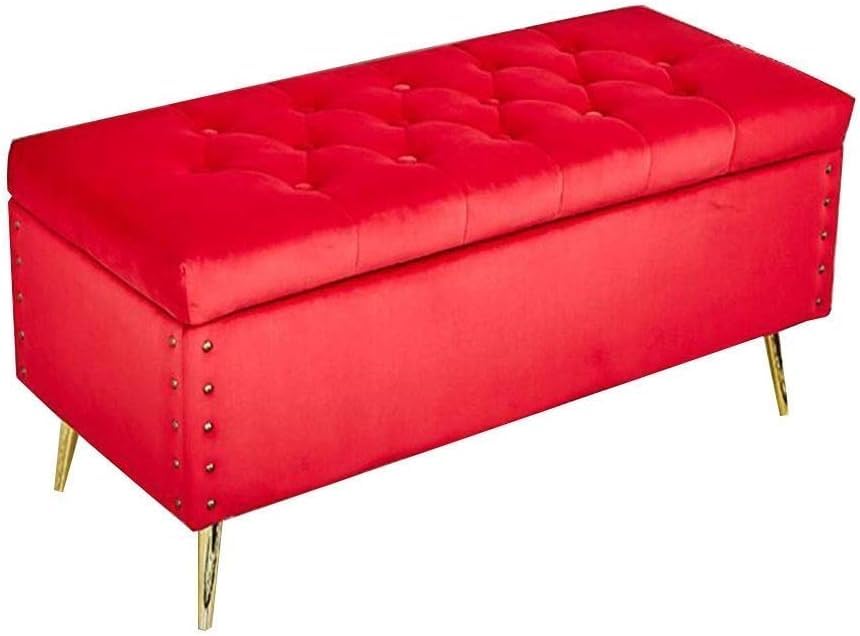 Taburete de almacenamiento y reposapiés otomano de lino con tapa plegable 4