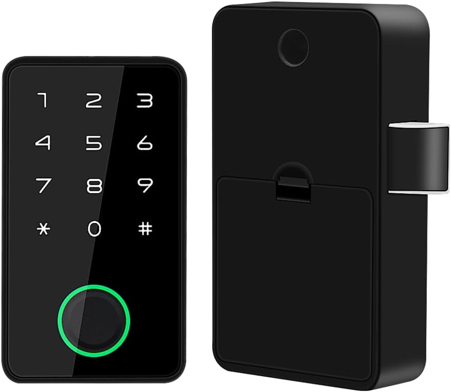 Smart Fingerprint Drawer Lock Cabinet Lock Tuya/Smart Life APP Bluetooth Electronic Keyless Sensor Locks with 10pcs 13.56Mhz IC Mixed Keyfobs Card,Support APP/Password/IC Card/Fingerprint Unlock