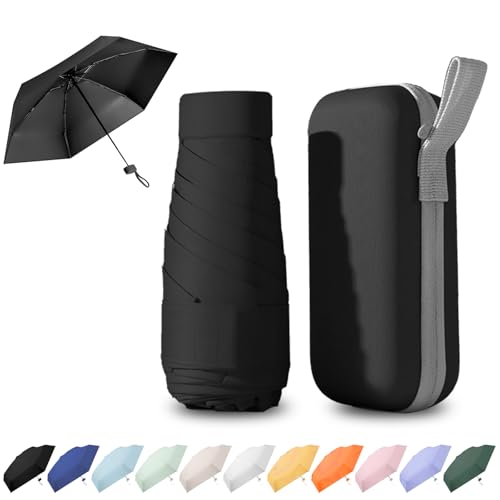 Ancuioyz Umbrella Mini - Portable Compact for Women & Men, Lightweight for Rain or Shine, Travel-Friendly Sun Protection (Black)