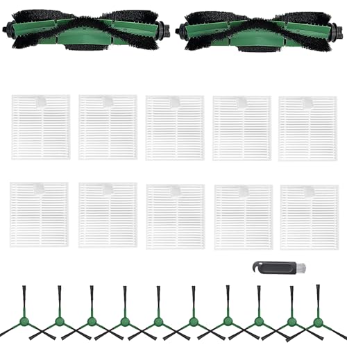 Image of Replacement Parts Compatible with Irobot Roomba Essential Vacuum 100 /1000 Series 104 105 105X Combo 106 108 Accessory Y0110 Y0140 Q011 Q0120 Q0520 Includes 2 Brush Roller & 10 Side Brush & 10 Filters