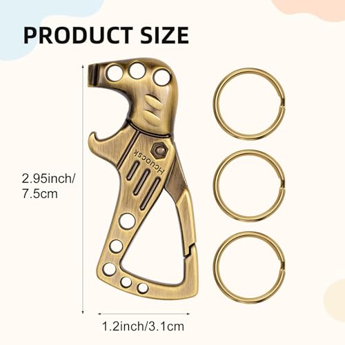 Image of Heavy Duty Key chain, Carabiner Clip Keychain with Bottle Opener, 3 Key Rings for Car Keys, Metal Secure Snap Lock, Family Present for Men and Women(Bronze,1-Pack)