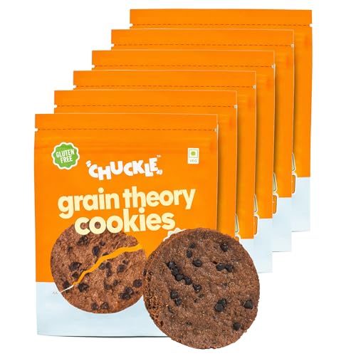 Image of Chuckle Grain Theory Ragi Cookies with Oats & Chia Seeds 300g (6 Pack x 50g), Jaggery Sweetened Biscuits without Palm Oil, Gluten Free Ragi Biscuits with Cacao