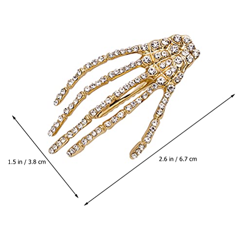 Lurrose Strass Grampo de Cabelo Mão de Esqueleto 4Pcs Halloween Skeleton Claws Crânio Cabelo Mão Cli