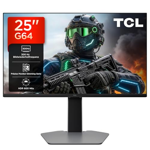 TCL Gaming Monitor 25 Zoll QD-Mini-LED 25G64, Full HD-Auflösung, 300Hz, Fast-IPS-Panel, HDR 600 nits, 1ms GTG Reaktionszeit, AMD Freesync Premium, Kompatibel mit G-Sync