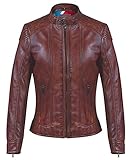 【PREMIUM QUALITÄT DESIGNS】 Diese Damenjacke von Agamaa ist speziell aus superweichem Pflanzlich gegerbtes Leder gefertigt. Jedes Stück wird von Experten für maximale Qualitätssicherung handgefertigt.