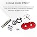 Hood Pins Kit for Car - Hood Latch Kit with Racing Lanyard, Stainless Hood Pin Lock Clip for Fixing Car Hood and Reduce Wobble, Universal Car Mods Exterior Accessories Fits Most Car Truck SUV(Red)