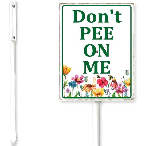 Horienteeon Don't Pee On Me Yard Sign With Stake Pollinator Friendly Neighborhood Aluminum Outdoor Lawn Roads Street Wildflowers Porch Farmhouse Ranch Farm Courtyard 7x8.8"
