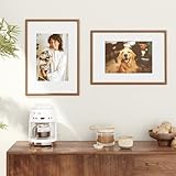 A5 Frame, Natural Walnut Solid Wood A5 Photo Frame, Photo Frame with HD Tempered Glass, A5(14.8x21 cm) Frame with Mount for A6(9.5x13.8 cm) Picture Frame, for Wall & Tabletop Picture Frames - Image 5