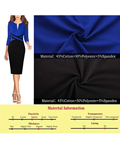 Image of VFSHOW Womens Work Business Casual 3 /4 Sleeve Slimming Fitted Front Zipper Crisscross Waist Office Party Pencil Sheath Dress