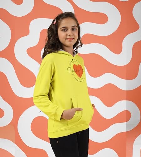 Image of KYDA KIDS Girls Cotton Hooded Neck Hoodies - Sweatshirt with Hoodies Full Sleeves Girls Winter Wear, Long Sleeve Sweatshirts for Girls -Regular Fit