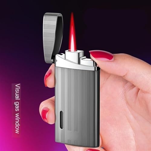 Encendedor metálico rojo ajustable a gas butano miniatura 2