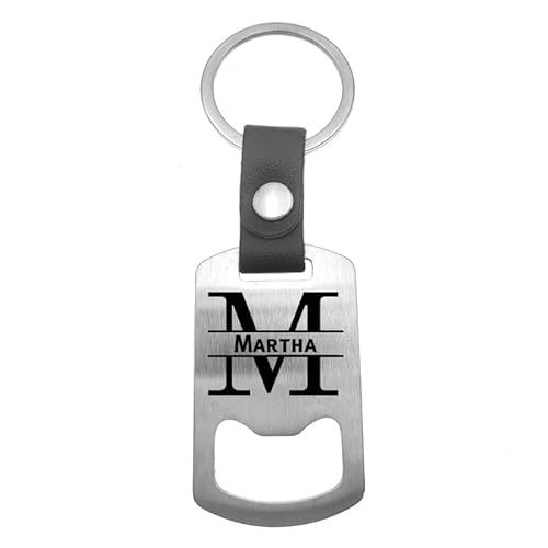 Llavero de lujo de acero inoxidable - Cuero - Martha, silverl, talla única, Silverl, Talla única