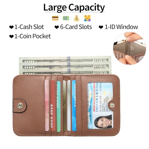 SENDEFN Slim Wallet for Women Bifold Small Leather Zipper Pocket Wallet, RFID Blocking Card Holder with ID Window2