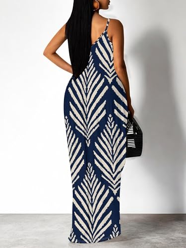 Image of SUZONANA Women's Plus Size Summer Dresses Spaghetti Print Midi Dresses Long Loose Sundresses