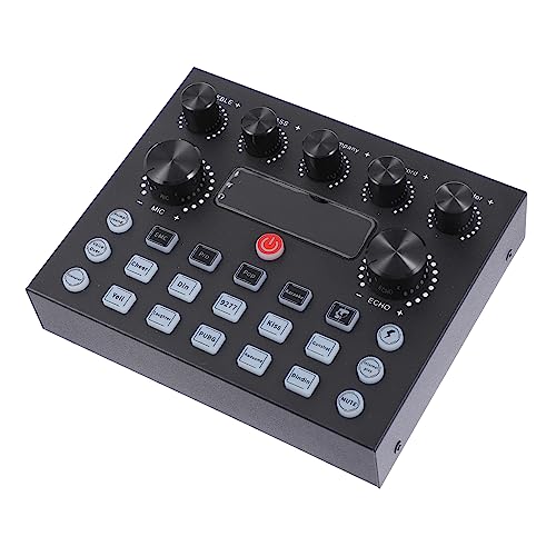 BESPORTBLE Sound Card with Effects for Mobile and Dual Microphone Ports for Live Streaming Electronic Tone Adjustments Voice Changer for Adults