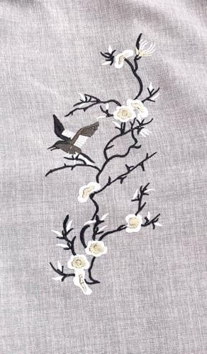 Image of Men's Premium Linen Embroidered Shirt - Casual Designer Floral Bird Embroidery Shirt for Men | Breathable Lightweight Summer Casual Party & Vacation Wear