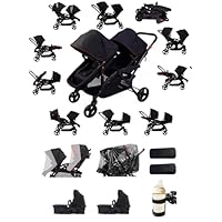 Rexhan Twin Baby Pram, 2 in 1 Foldable Double Baby Buggy, Reversible Tandem Pushchair, Twin All in One Stroller, Newborns, Toddlers, 0-4 Years, Aluminium Frame, Lightweight