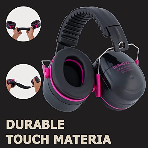 Uninova Hearing Protection Earmuffs, Noise Reduction Safety Ear Muffs, Nrr 26Db Ear Protection Headphones For Shooting Gun Range Lawn Mowing Construction Woodworking Adults Men Women,Rose #TOP4