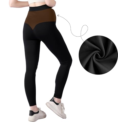 Guzeyina Women's Maternity Leggings Over The Belly Pregnancy Yoga Pants Active Wear Workout Leggings Black L 2 pcs Pack