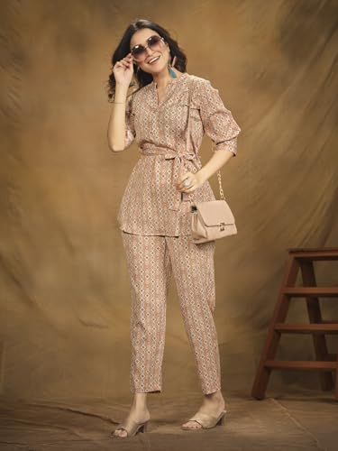 Image of NAINVISH Polyester Cord Set | Ethnic Co Ord Set | Casual Wear Pant Top Set | Fancy Co-Ord Set | Full Pair Set | Women Kurta Sets Kurtis | Women Kurta Pant Set | Coord Sets for Women