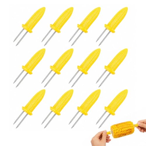 Image of Talinco 12Pcs Yellow Stainless Steel Corn Holders for BBQ Camping
