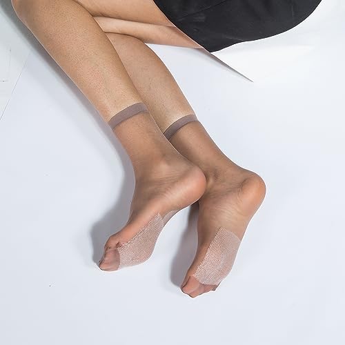 Mcool Mary 12 Pairs Womens Sheer Ankle Socks Nude Stocking Summer Ultra Thin Cool See Through Silk Socks for Women4