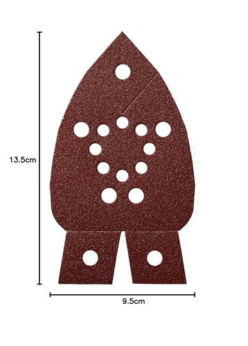 Mirka Red Delta Sander Sanding Paper Wood Sanding Triangles Hook & loop / 95x135x135 mm / 13-hole/Mixed Grit P40, P80, P120 - Image 3