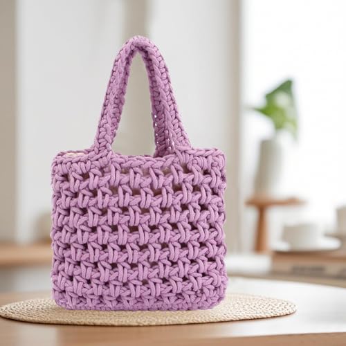 Image of Naimo Straw Beach Bag Woven Rattan Shoulder Bag Fishing Net Handbag Cotton Rope Tote Summer Crochet Hobo Bag
