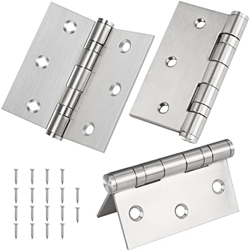 304 Stainless Steel Door Hinges 3'' x 3'' Ball Bearing Hinges with Square Corners Residential Hinges for Window Cabinet Home Furniture Closet Box Pack of 3 (Silver)