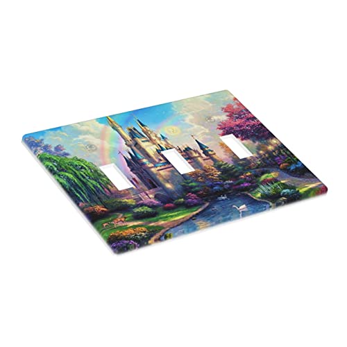 Castle Light Switch Cover Triple Toggle Decorative Wall Plate Outlet Electric Plug Covers Bathroom Decor Accessories #TOP2