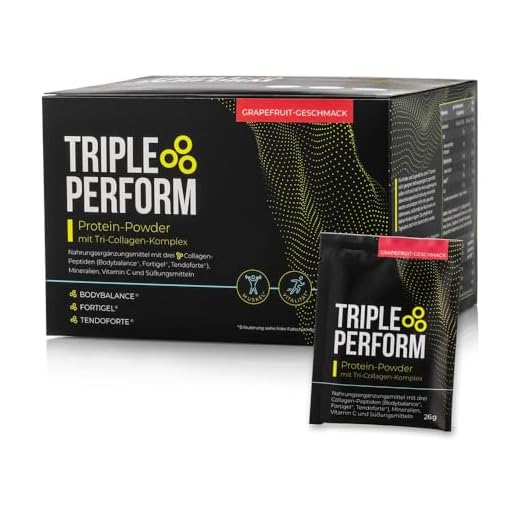 TRIPLE PERFORM - Protein Collagen Pulver - Das Original mit 3 patentierten Markencollagenen. 1-MONATSRATION Kollagen Pulver - Geschmack: Grapefruit
