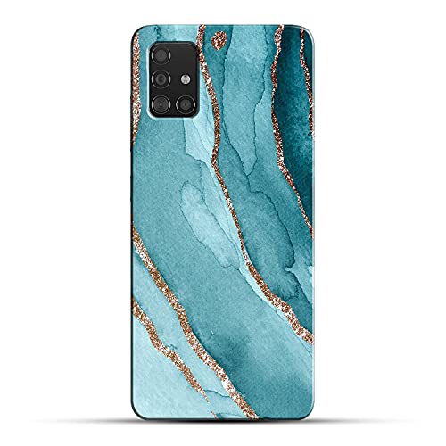 Image of COLORflow Back Cover Compatible with Samsung Galaxy A71 | Beautiful Blue Marble Golden Stripes | Designer Printed Hard CASE Bumper Back Cover