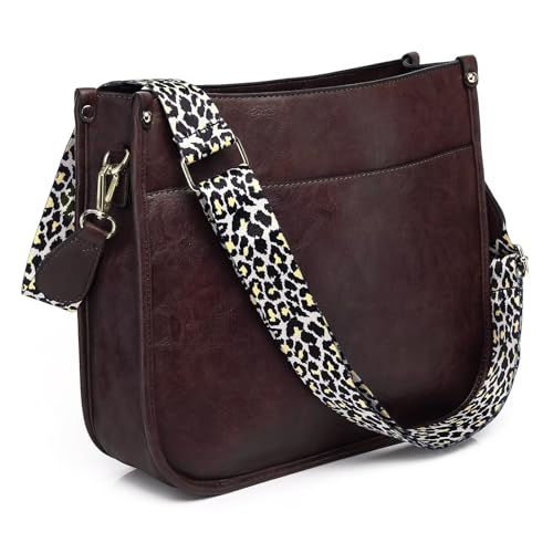 Image of AUYOCO Vegan Leather Crossbody Bags for Women, Crossbody Purse with Guitar Strap Zipped Pockets Handbag Shoulder Bag