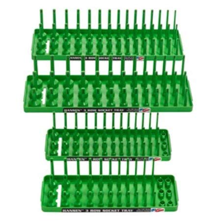 Hansen Global HR92004 3 Row Socket Holder44; XGreen - Pack of 4