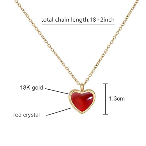 Carnelian Heart Necklace for Women,Valentines Day Gifts Red Necklace 18K Gold Red Heart Necklace for Girls as Everyday Necklace or January Birthstone Necklace for Her - Thumbnail 4