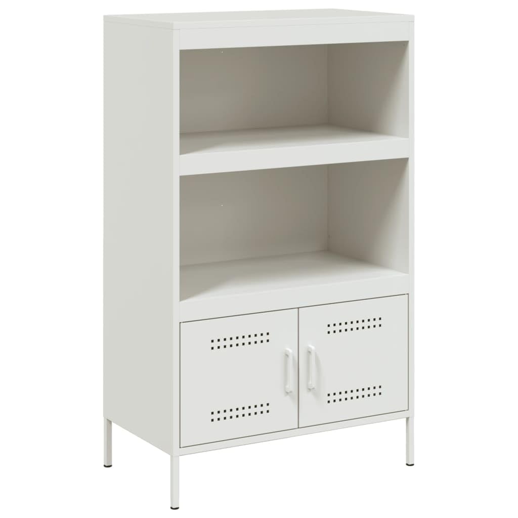 Armadio alto bianco, 68 x 39 x 113 cm, in acciaio, con ante