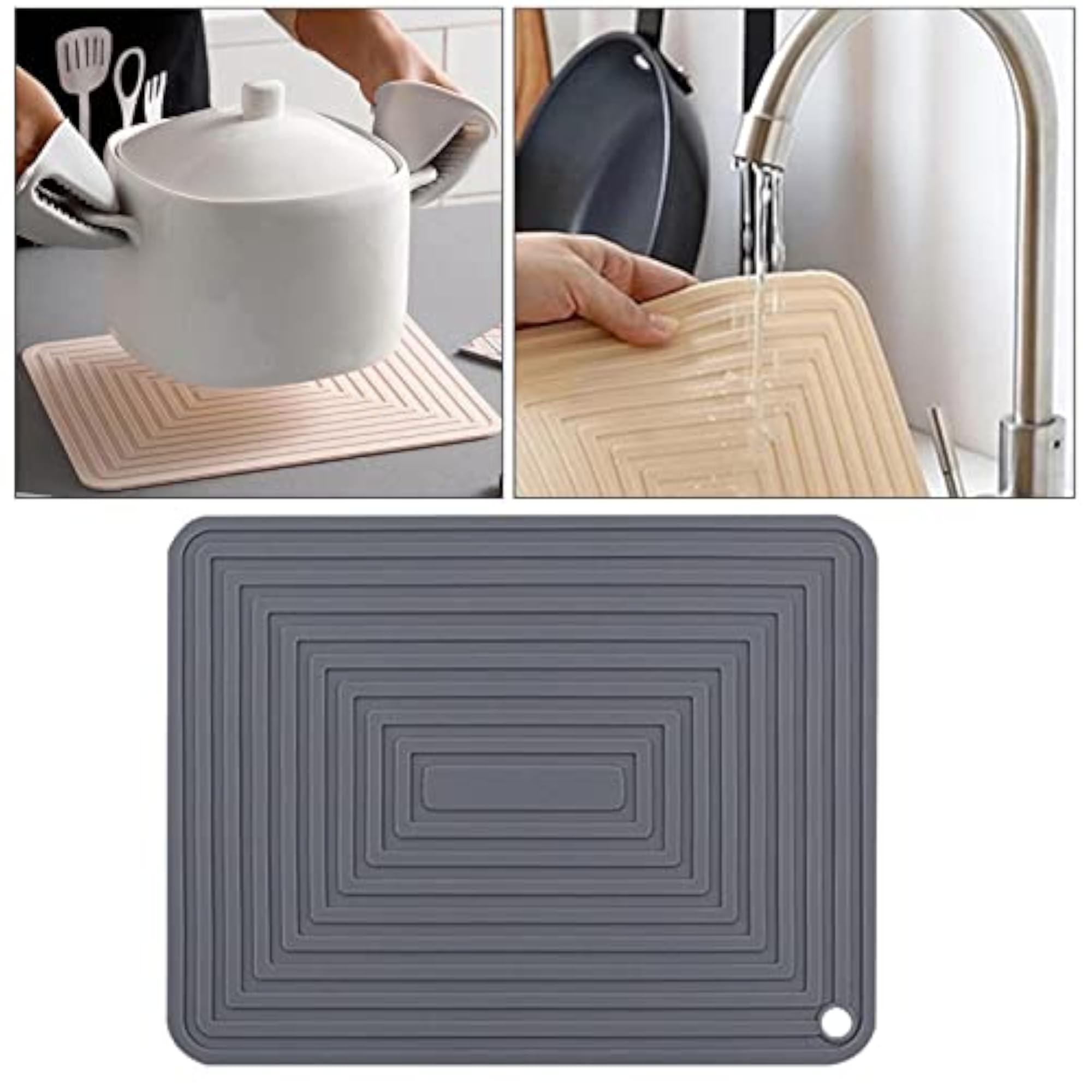 Waterproof Dish Drying Mat, Heat Resistant, Gray
