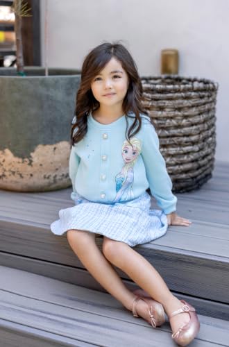 Image of Disney Frozen Elsa Minnie Princess Girl Outfit Knit Top & Tweed Skirt Set 2-13Y