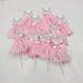Mybbshower Pink Silver Ballerina Cupcake Toppers for Tutu Birthday Party Baby Girl Shower Decorations Pack of 10