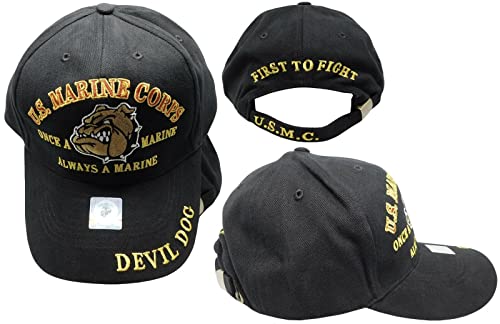 Gorra negra ajustable bordada United States Marine Corps miniatura 1